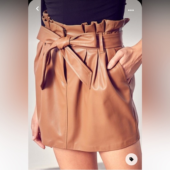 DO+BE Faux Leather Skirt Tan Size Small NWT - Picture 1 of 13